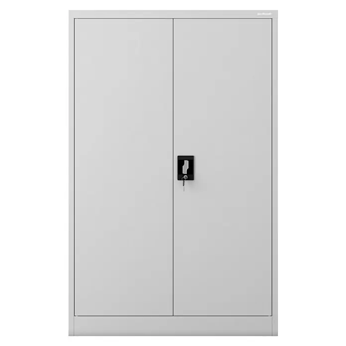 Jan Nowak Aktenschrank Kevin - B x T x H: 90 x 40 x 140 cm, Grau - Metallschrank mit zwei Türen und Schlüssel im Schloss, ideal für Büro oder Werkstatt zur sicheren Aufbewahrung von Dokumenten und Materialien.