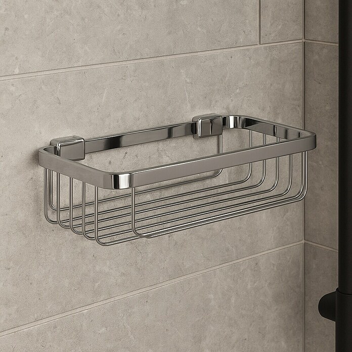Nie wieder bohren Aluxx Cesta de baño AL131MCR (25 x 12,5 x 9,2 cm, Cromo, Brillante)