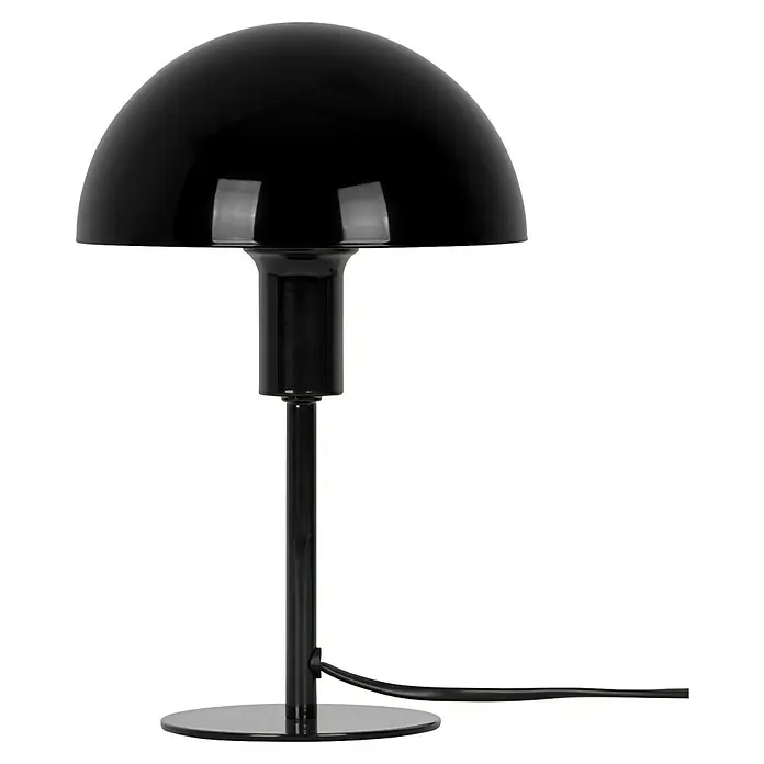 Nordlux Lámpara de sobremesa Ellen mini - 40 W, L x An x Al: 16 x 16 x 25 cm, Negro, E14 - Lámpara de mesa negra con pantalla en forma de hongo y diseño delgado, ideal para interiores modernos.