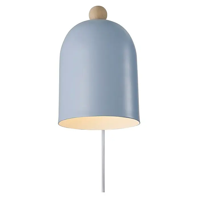Nordlux Aplique de pared Gaston - 15 W, An x Pr x Al: 11,5 x 19,5 x 19,5 cm, Azul, E27 - Elegante lámpara de pie con pantalla azul y detalle de madera clara para una iluminación con estilo.