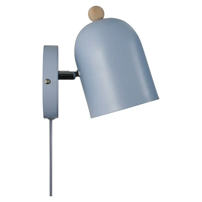 Nordlux Aplique de pared Gaston - 15 W, An x Pr x Al: 11,5 x 19,5 x 19,5 cm, Azul, E27 - Lámpara de pared azul giratoria con bola de madera. Gracias a su diseño giratorio, la lámpara proporciona una luz precisa y llama la atención.