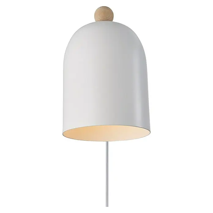 Nordlux Aplique de pared Gaston - 15 W, An x Pr x Al: 11,5 x 19,5 x 19,5 cm, Blanco, E27 - Elegante lámpara colgante blanca con detalle de madera. Iluminación moderna para interiores elegantes.