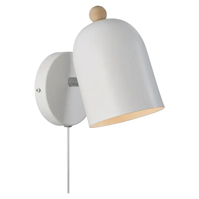Nordlux Aplique de pared Gaston - 15 W, An x Pr x Al: 11,5 x 19,5 x 19,5 cm, Blanco, E27 - Elegante aplique blanco con un toque de madera, perfecto para un ambiente moderno. La lámpara proporciona una luz agradable y es un accesorio.
