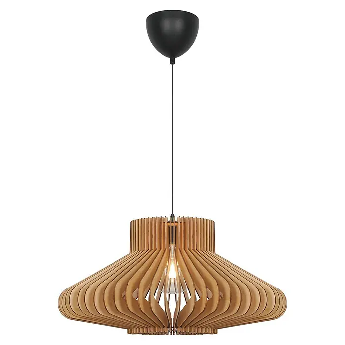 Nordlux Lámpara colgante Manago - 40 W, L x An x Al: 50 x 50 x 25 cm, Marrón, E27 - Una lámpara de madera moderna con un diseño único, creando un ambiente cálido y acogedor.
