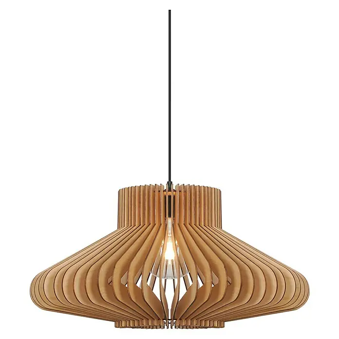 Nordlux Lámpara colgante Manago - 40 W, L x An x Al: 50 x 50 x 25 cm, Marrón, E27 - Elegante lámpara colgante con diseño de listones de madera. Un elemento de iluminación elegante que añade calidez y carácter a cualquier habitación.