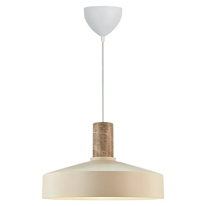 Nordlux Lámpara colgante Elvas - 40 W, L x An x Al: 37,5 x 37,5 x 13 cm, Beige, E27 - Lámpara colgante elegante con pantalla blanca y columna marmórea, que añade un toque de sofisticación a cualquier estancia. Perfecta para iluminación elegante.
