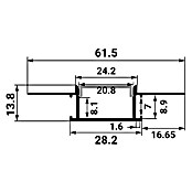 LED profil ugradbeni  (D x Š x V: 2.000 x 61,5 x 13,8 mm, Aluminij) | BAUHAUS