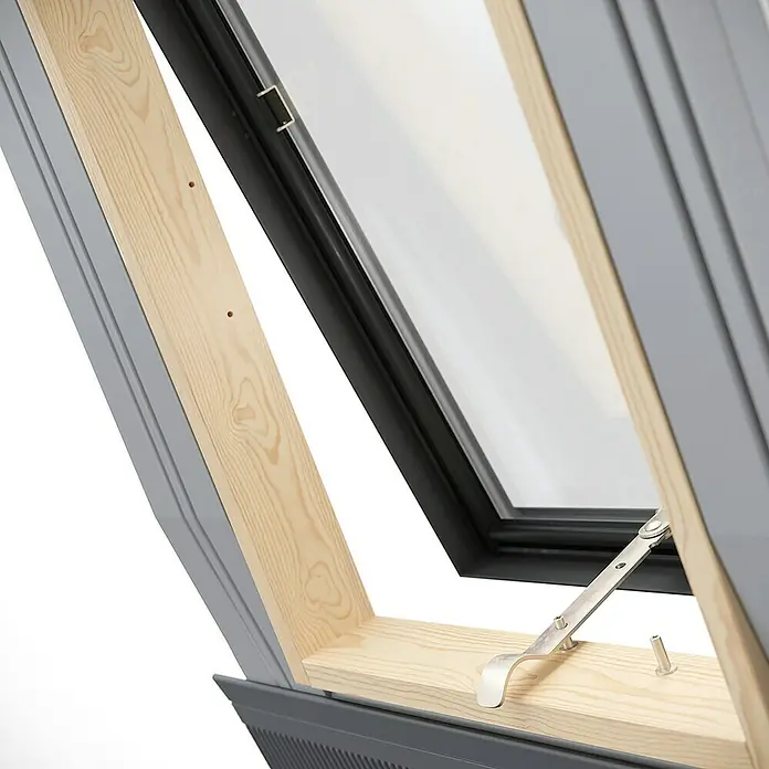Dachausstieg - 45 x 73 cm, Farbton außen: RAL 8004, Mit Öffnungsbegrenzer - Dachfenster aus Holz und Metall mit Griff zum Öffnen und Schließen. Ideal für Dachgeschosse.
