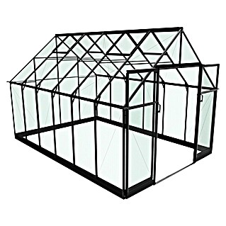 Halls Gewächshaus Qube 812 (Außenmaß inkl. Dachüberstand (B x T): 261 x 385 cm, 3 mm, Schwarz)