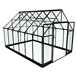 Halls Gewächshaus Qube 812 (Außenmaß inkl. Dachüberstand (B x T): 261 x 385 cm, 3 mm, Schwarz)