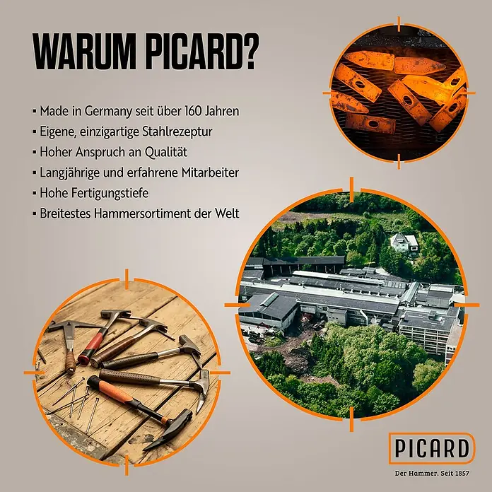 Picard Zimmermannshammer - Gewicht Kopf: 600 g, Pink - Picard: Qualität seit 1857. Deutsche Handwerkskunst mit einzigartiger Stahlrezeptur, erfahrenen Mitarbeitern und breitem Hammersortiment.