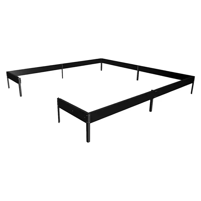Halls Gewächshaus Qube 88 - Außenmaß inkl. Dachüberstand (B x T): 261 x 261 cm, 3 mm, Schwarz - Produktabbildung eines unvollständigen schwarzen Bettgestells. Das Bettgestell hat kurze, quadratische Beine.