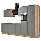BAUHAUS Composición de cocina Marleen (Ancho: 340 cm, Gris, Color del cuerpo: Marrón, Con electrodomésticos) | BAUHAUS