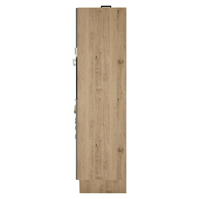 BAUHAUS Composición de cocina Marleen - Ancho: 280 cm, Gris, Color del cuerpo: Marrón, Con electrodomésticos - Vista de un solo panel del rústico tablón de roble antiguo, que convence por su aspecto auténtico y rústico.