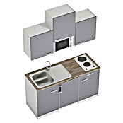 Respekta Singleküche KB150WGMI (Breite: 150 cm, Mit Duo-Kochmulde, Grau)