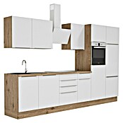 BAUHAUS Composición de cocina Marleen (Ancho: 340 cm, Blanco, Color del cuerpo: Marrón, Con electrodomésticos) | BAUHAUS