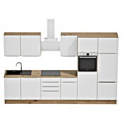 BAUHAUS Composición de cocina Marleen (Ancho: 340 cm, Blanco, Color del cuerpo: Marrón, Con electrodomésticos) | BAUHAUS
