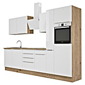 BAUHAUS Composición de cocina Marleen (Ancho: 310 cm, Blanco, Color del cuerpo: Marrón, Con electrodomésticos) | BAUHAUS