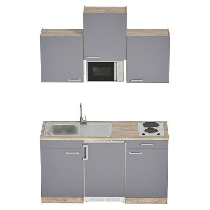 Respekta Cocina (Ancho: 150 cm, Con placa de dos fuegos, Gris)