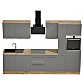 BAUHAUS Composición de cocina Marleen (Ancho: 310 cm, Gris, Color del cuerpo: Marrón, Con electrodomésticos) | BAUHAUS