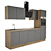 BAUHAUS Composición de cocina Marleen (Ancho: 280 cm, Gris, Color del cuerpo: Marrón, Con electrodomésticos) | BAUHAUS