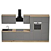 BAUHAUS Composición de cocina Marleen (Ancho: 370 cm, Gris, Color del cuerpo: Marrón, Con electrodomésticos) | BAUHAUS