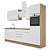 BAUHAUS Composición de cocina Marleen (Ancho: 280 cm, Blanco, Color del cuerpo: Marrón, Con electrodomésticos) | BAUHAUS