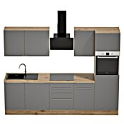 BAUHAUS Küchenzeile Sandra (Breite: 280 cm, Grau, Farbe Korpus: Artisan Eiche, Mit Elektrogeräten) | BAUHAUS