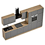 BAUHAUS Composición de cocina Marleen (Ancho: 370 cm, Gris, Color del cuerpo: Marrón, Con electrodomésticos) | BAUHAUS