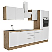 BAUHAUS Composición de cocina Marleen (Ancho: 310 cm, Blanco, Color del cuerpo: Marrón, Con electrodomésticos) | BAUHAUS