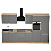 BAUHAUS Composición de cocina Marleen (Ancho: 340 cm, Gris, Color del cuerpo: Marrón, Con electrodomésticos) | BAUHAUS