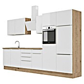 BAUHAUS Küchenzeile Sandra (Breite: 340 cm, Weiß, Farbe Korpus: Artisan Eiche, Mit Elektrogeräten) | BAUHAUS