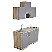 Respekta Cocina (Ancho: 150 cm, Con placa de dos fuegos, Gris)