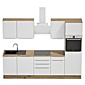 BAUHAUS Küchenzeile Sandra (Breite: 280 cm, Weiß, Farbe Korpus: Artisan Eiche, Mit Elektrogeräten) | BAUHAUS