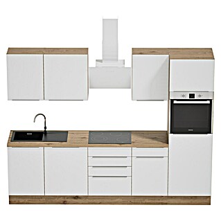 BAUHAUS Küchenzeile Sandra (Breite: 280 cm, Weiß, Farbe Korpus: Artisan Eiche, Mit Elektrogeräten)