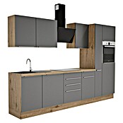 BAUHAUS Composición de cocina Marleen (Ancho: 310 cm, Gris, Color del cuerpo: Marrón, Con electrodomésticos) | BAUHAUS
