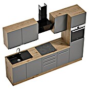 BAUHAUS Composición de cocina Marleen (Ancho: 280 cm, Gris, Color del cuerpo: Marrón, Con electrodomésticos) | BAUHAUS