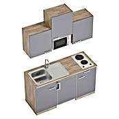 Respekta Singleküche KB150ESGMI (Breite: 150 cm, Mit Duo-Kochmulde, Grau)