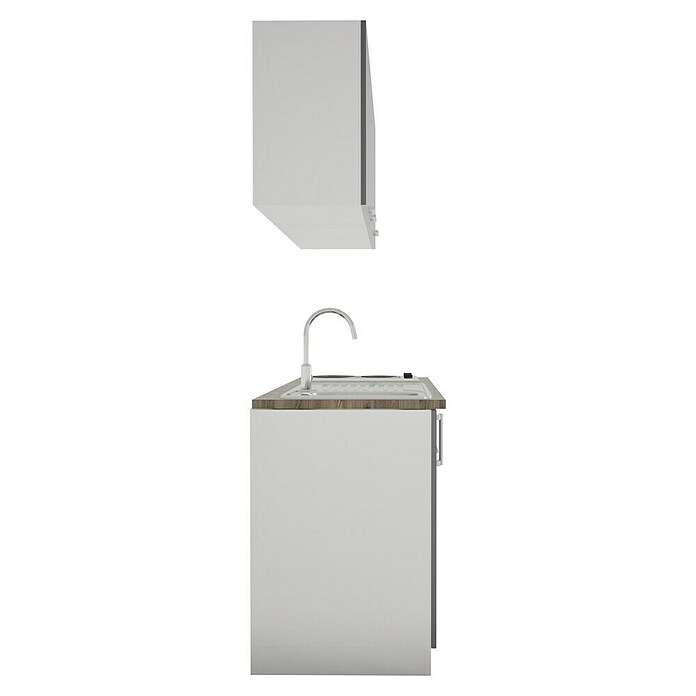 Respekta Singleküche KB150WG (Breite: 150 cm, Mit Duo-Kochmulde, Grau)