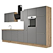 BAUHAUS Composición de cocina Marleen (Ancho: 370 cm, Gris, Color del cuerpo: Marrón, Con electrodomésticos) | BAUHAUS