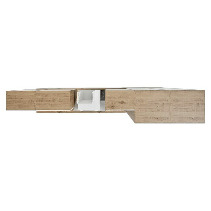 BAUHAUS Composición de cocina Marleen (Ancho: 340 cm, Blanco, Color del cuerpo: Marrón, Con electrodomésticos) | BAUHAUS