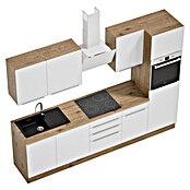 BAUHAUS Composición de cocina Marleen (Ancho: 280 cm, Blanco, Color del cuerpo: Marrón, Con electrodomésticos) | BAUHAUS