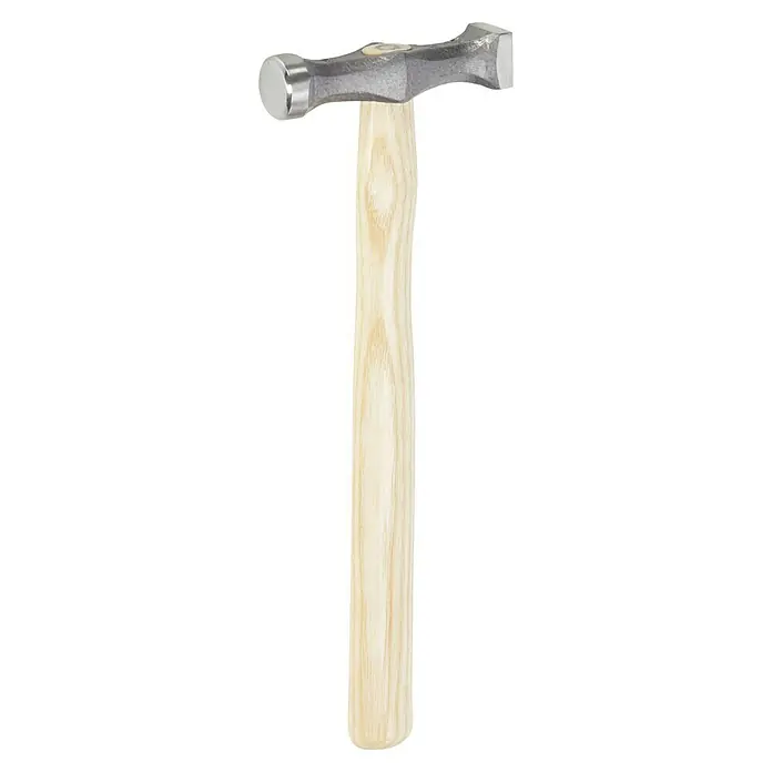 Picard Zimmermannshammer 165 ES - Gewicht Kopf: 375 g, Material Stiel: Eschenholz, Breite: 105 mm - Nahaufnahme eines Schlosserhammers mit einem runden Kopf und einem hellen Holzgriff, ideal für Präzisionsarbeiten.