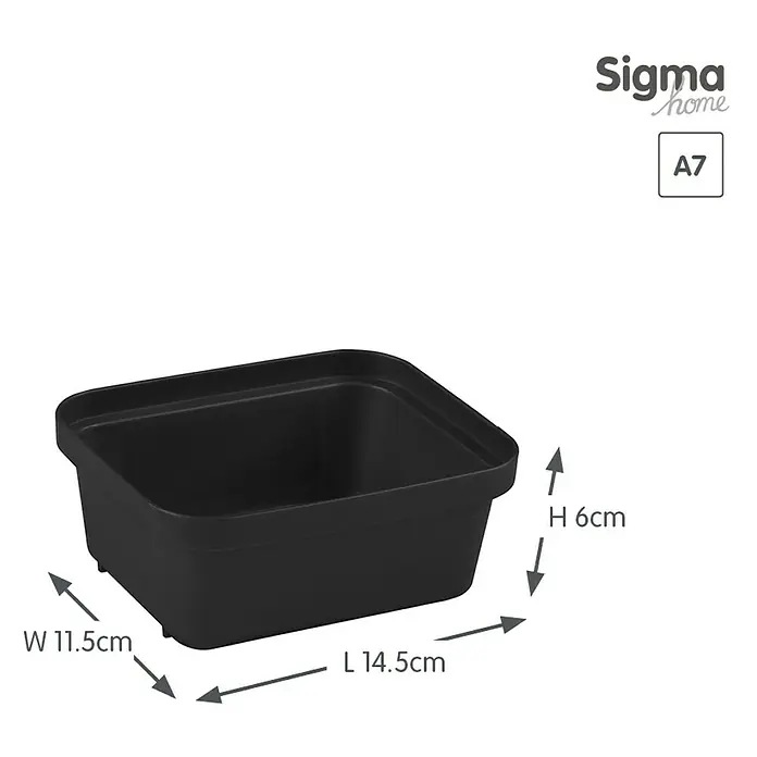 Sunware Sigma home Aufbewahrungsbox Pencil - L x B x H: 14,5 x 11,5 x 6 cm, Kunststoff, Schwarz - Schwarzer Sigma Home Aufbewahrungsbehälter mit den Maßen 14,5 cm Länge, 11,5 cm Breite und 6 cm Höhe für vielseitige Aufbewahrung.