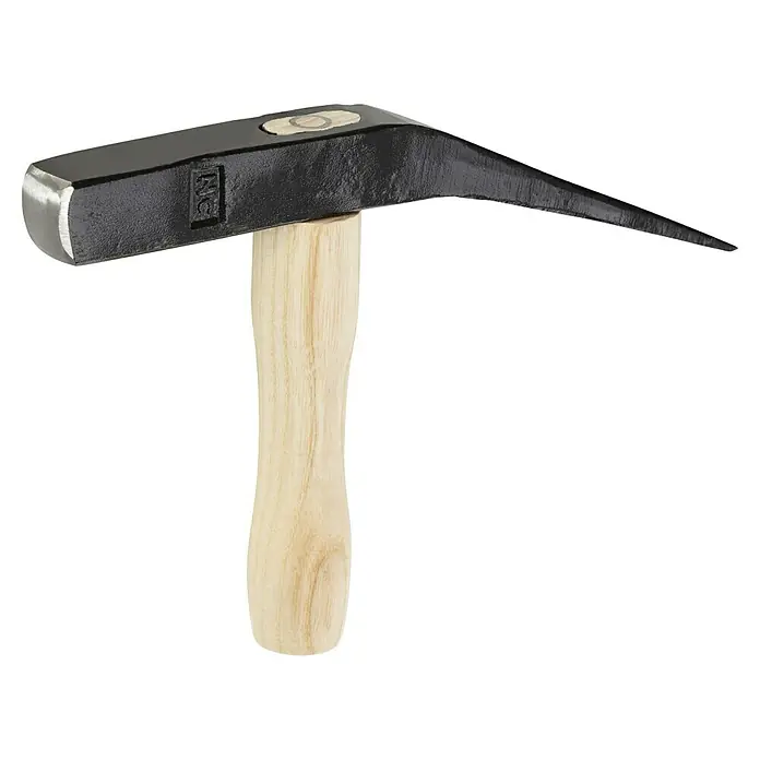 Picard Maurerhammer Nr. 3015059119 - Gewicht Kopf: 1.500 g, Material Stiel: Eschenholz - Nahaufnahme eines Maurerhammers mit Holzgriff und schwarzem Stahlkopf, ideal für Bauarbeiten.