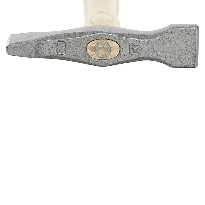 Picard Zimmermannshammer 175 1/2 ES - Gewicht Kopf: 375 g, Material Stiel: Eschenholz, Breite: 135 mm - Nahaufnahme eines Schlosserhammers mit grauem Kopf und hellem Holzgriff, ideal für Werkstattarbeiten.