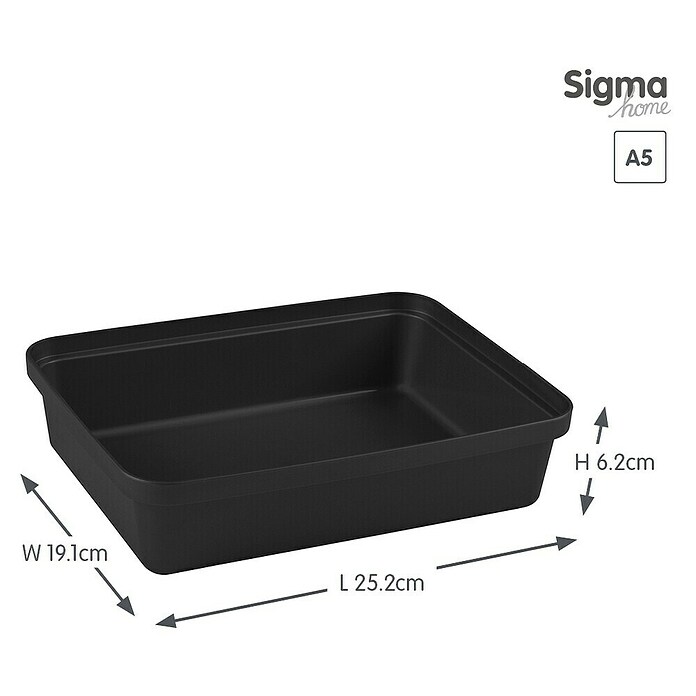 Sunware Sigma home Opbergbox Pencil (l x b x h: 25,2 x 19,1 x 6,2 cm, Kunststof, Zwart) | BAUHAUS