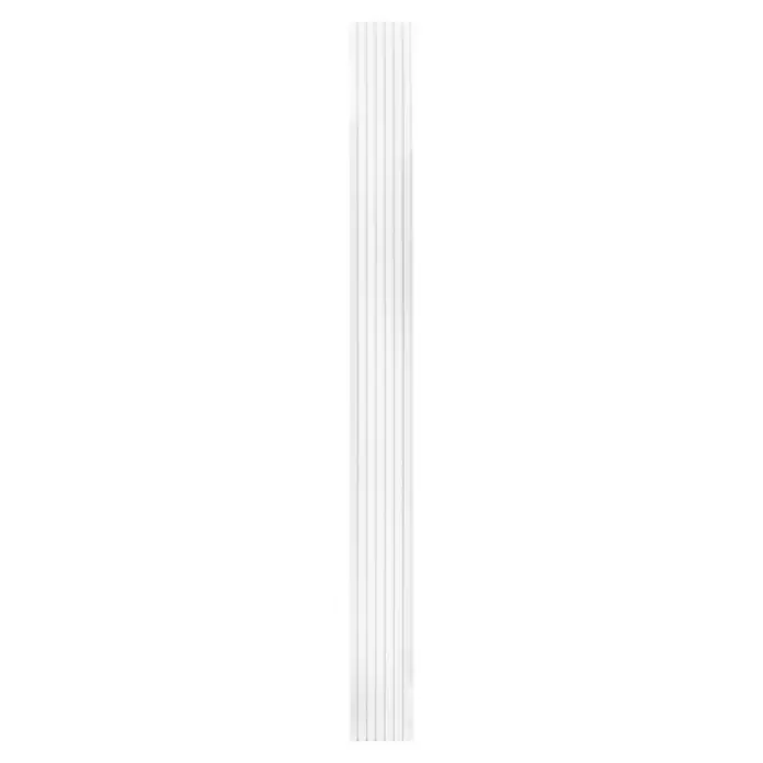 Lautloz Akustikpaneel Coverz - Weiß, 20 x 240 cm, Textil - Nahaufnahme von glatten, weißen Lamellen, die ein minimalistisches und modernes Ambiente schaffen, ideal für helle und luftige Räume.