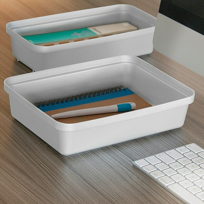 Sunware Sigma home Opbergbox Pencil (l x b x h: 25,2 x 19,1 x 6,2 cm, Kunststof, Wit) | BAUHAUS