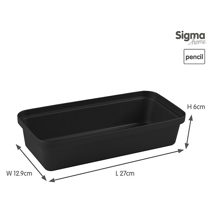 Sunware Sigma home Opbergbox Pencil (l x b x h: 27 x 12,9 x 6 cm, Kunststof, Zwart) | BAUHAUS